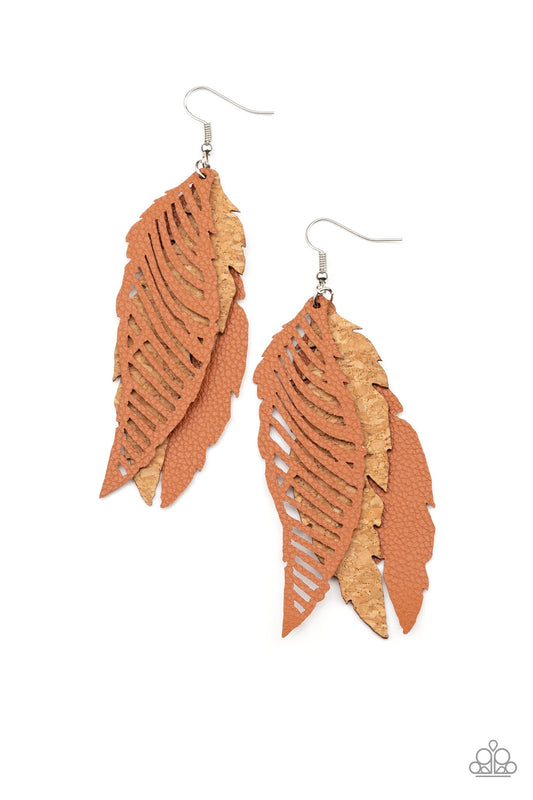 Paparazzi Accessories: WINGING Off The Hook - Brown Earring