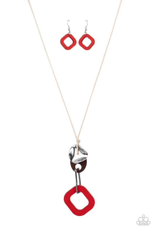 Paparazzi Accessories: Top Of The WOOD Chain - Red Necklace