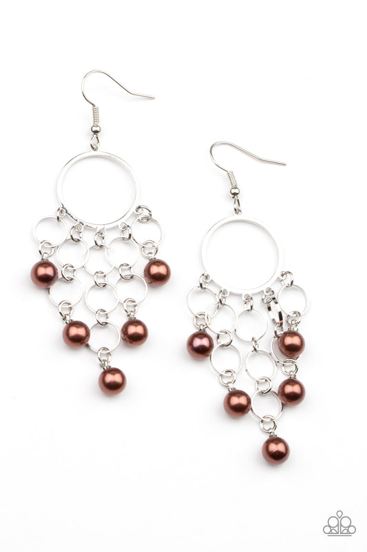 Paparazzi Accessories: When Life Gives You Pearls - Brown Earring