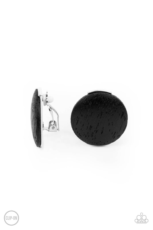 Paparazzi Accessories: WOODWORK It - Black Clip On Earring
