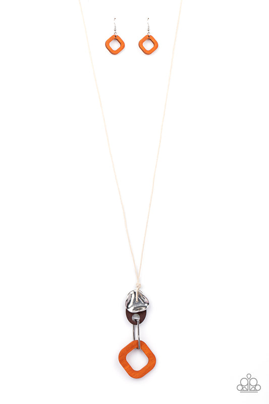 Paparazzi Accessories: Top Of The WOOD Chain - Orange Necklace