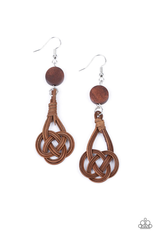 Paparazzi Accessories: Twisted Torrents - Brown Earring