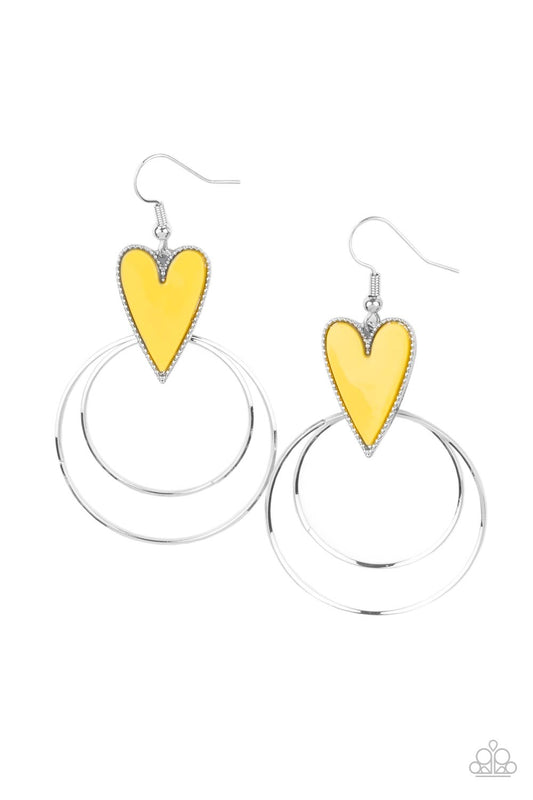 Paparazzi Accessories: Happily Ever Hearts - Yellow Earring