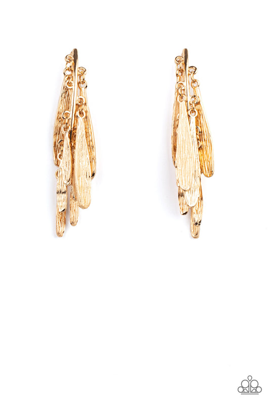 Paparazzi Accessories: Pursuing The Plumes - Gold Earring
