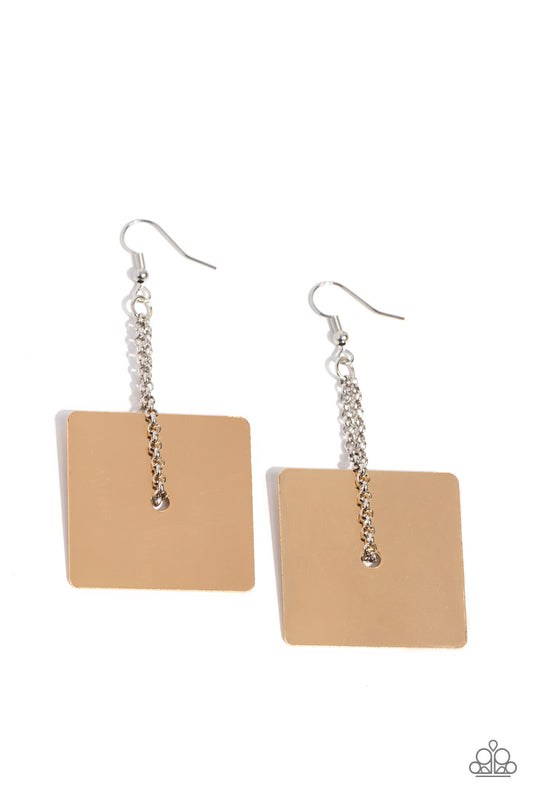 Paparazzi Accessories: Block Party Posh - Gold Earring
