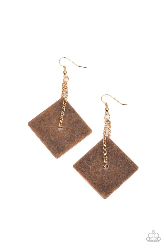 Paparazzi Accessories: Block Party Posh - Copper Earring