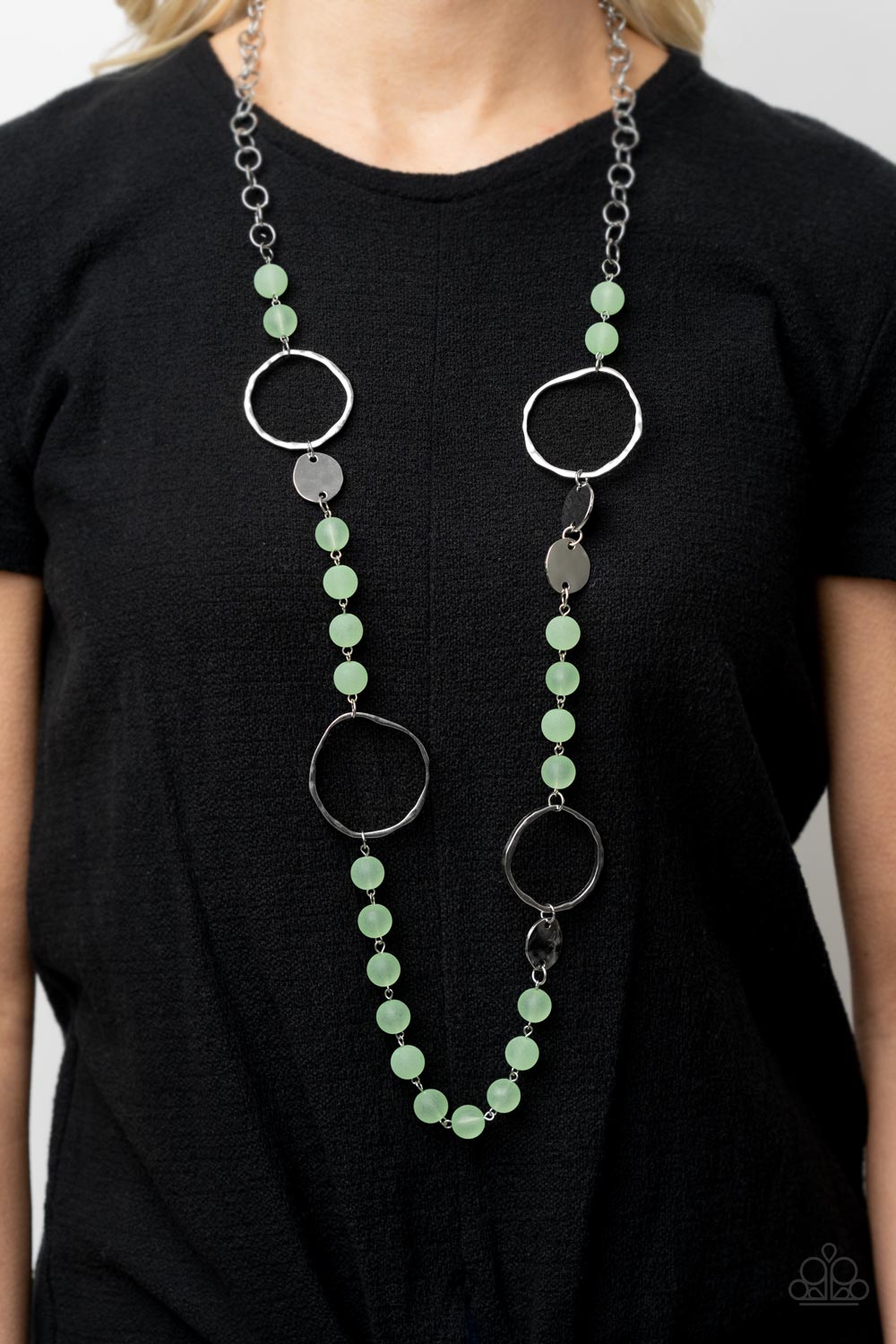 Paparazzi Accessories: Sea Glass Wanderer - Green Necklace