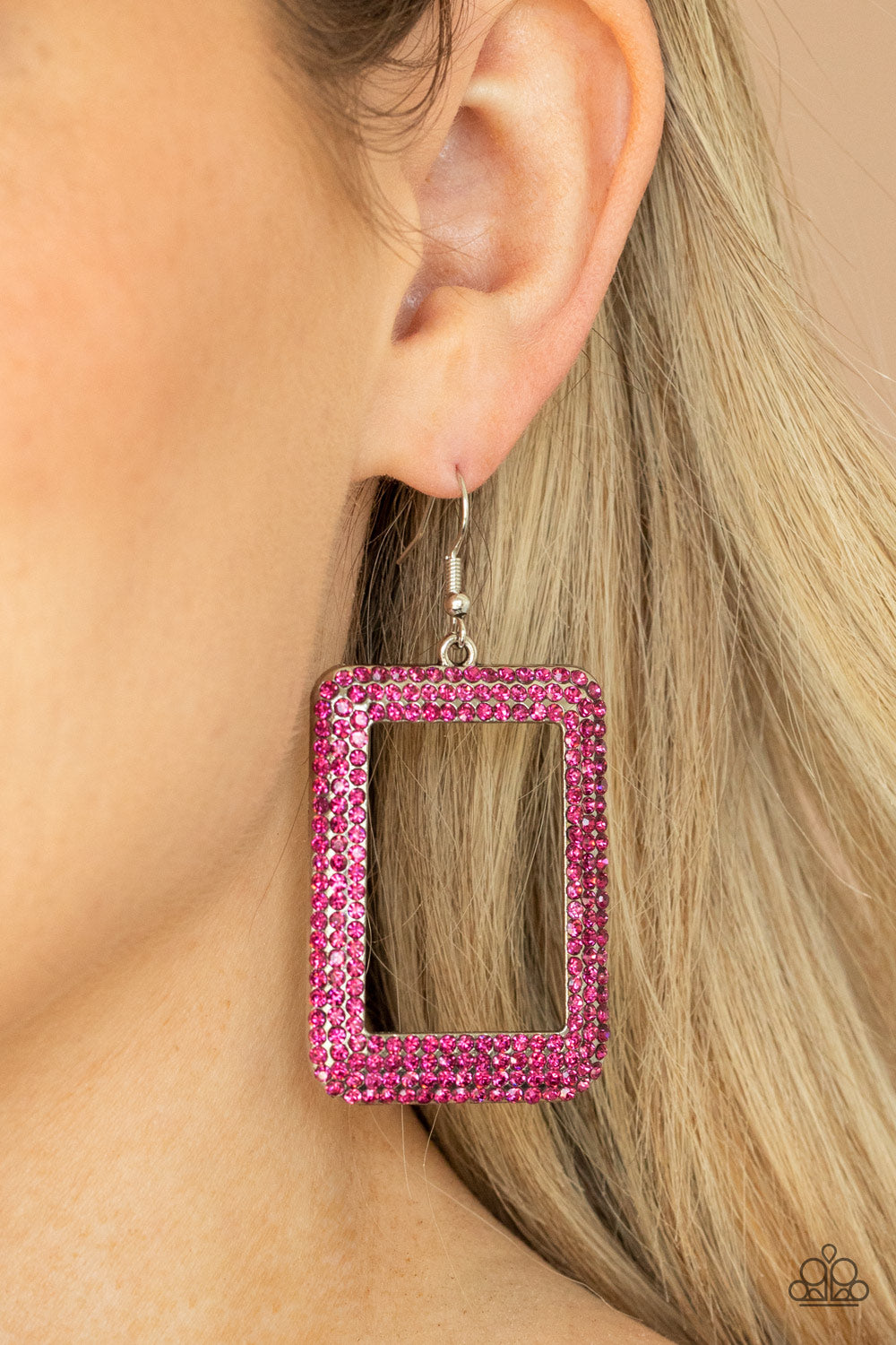 Paparazzi Accessories: World FRAME-ous - Pink Earring