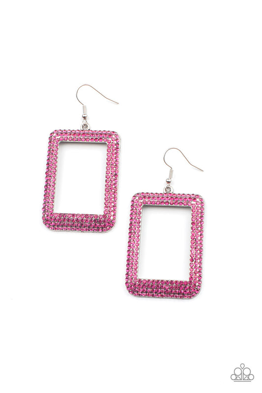Paparazzi Accessories: World FRAME-ous - Pink Earring