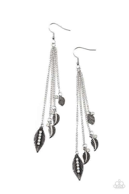 Paparazzi Accessories: Chiming Leaflets - White Earring