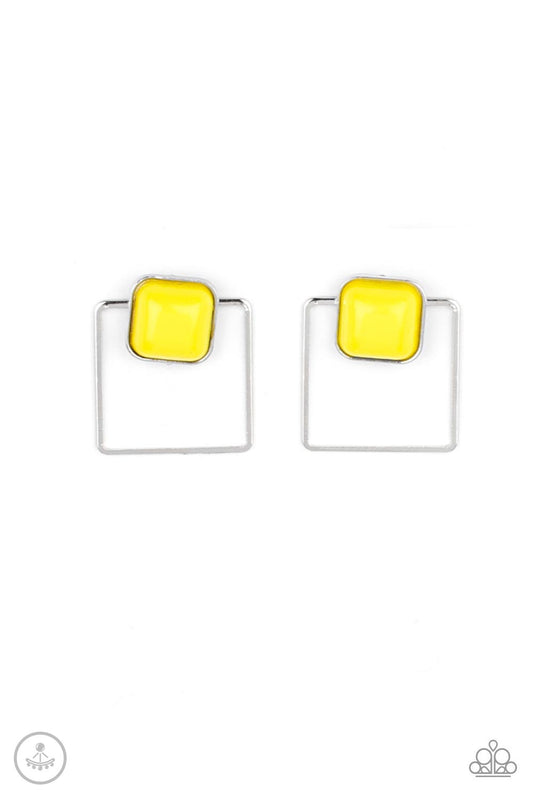 Paparazzi Accessories: FLAIR and Square - Yellow Earring