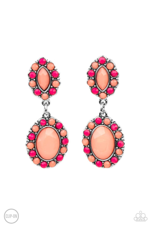 Paparazzi Accessories: Positively Pampered - Orange Clip On Earring