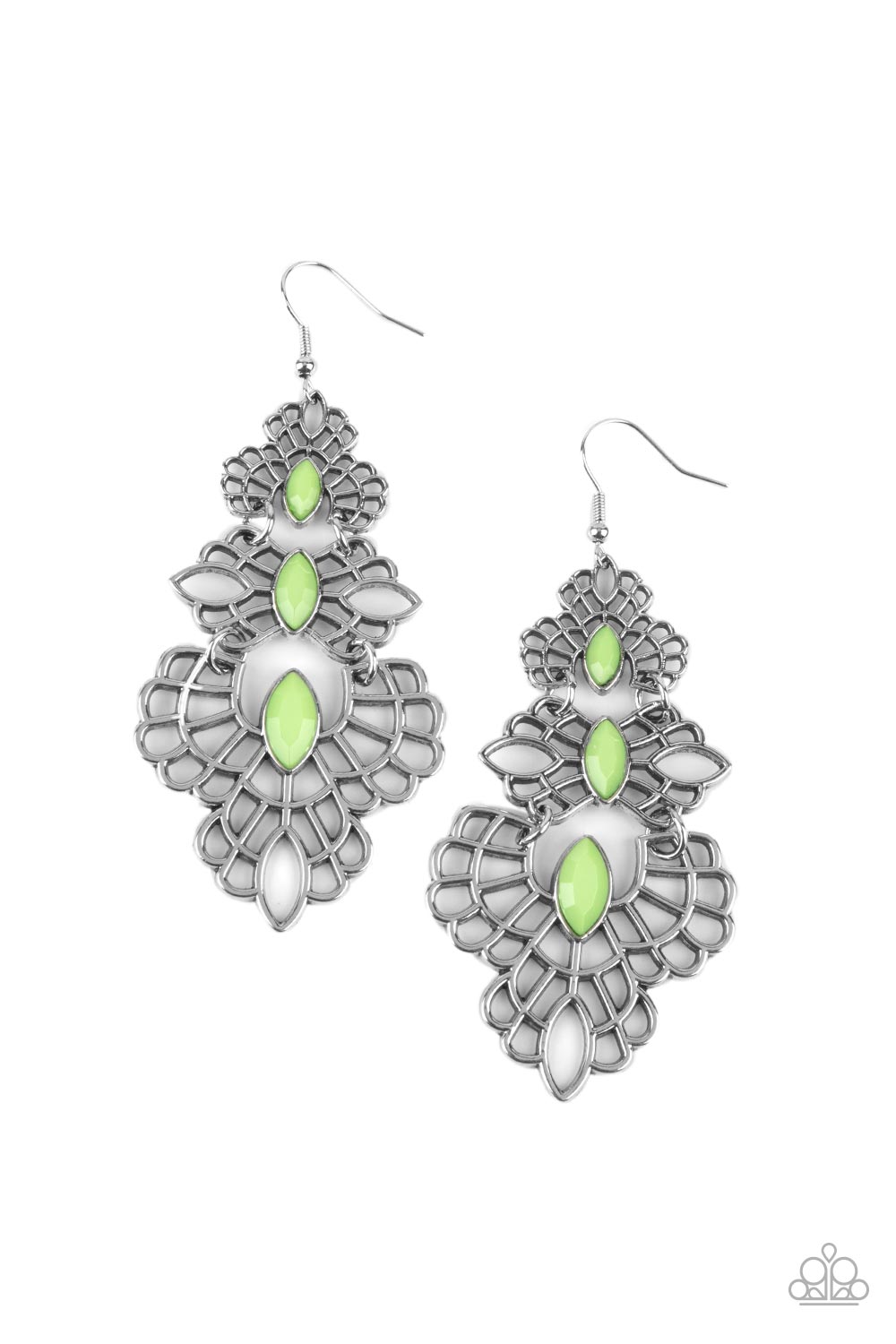 Paparazzi Accessories: Flamboyant Frills - Green Earring