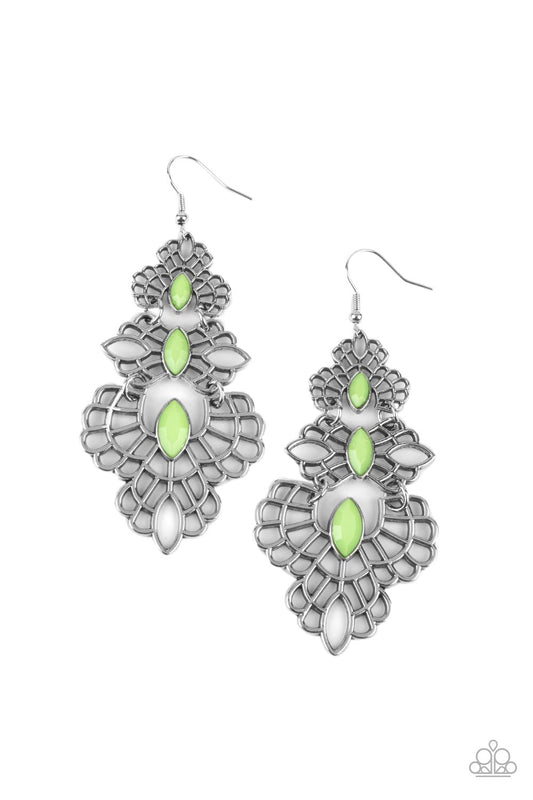 Paparazzi Accessories: Flamboyant Frills - Green Earring