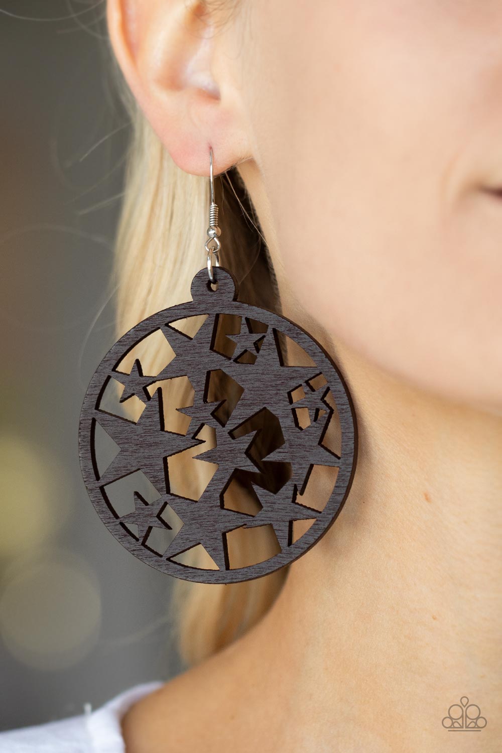 Paparazzi Accessories: Cosmic Paradise - Brown Wood Earring