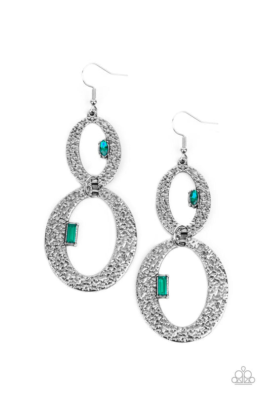 Paparazzi Accessories: OVAL and OVAL Again - Green Earring