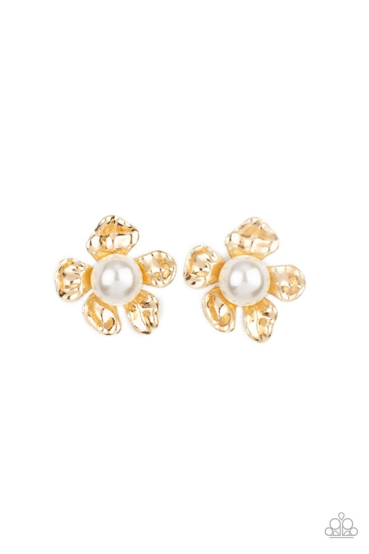 Paparazzi Accessories: Apple Blossom Pearls - Gold Earring