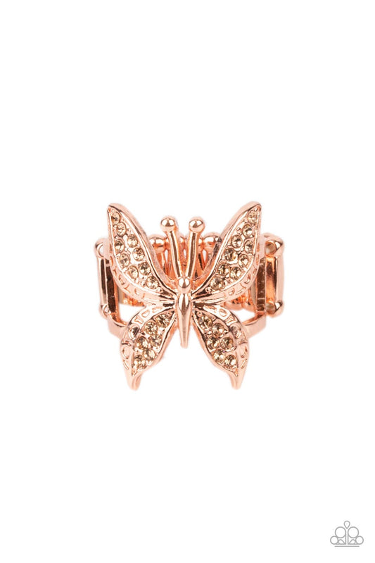 Paparazzi Accessories: Blinged Out Butterfly - Copper Ring