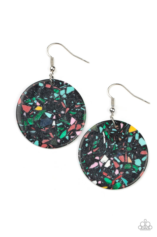 Paparazzi Accessories: Tenaciously Terrazzo - Black Earring