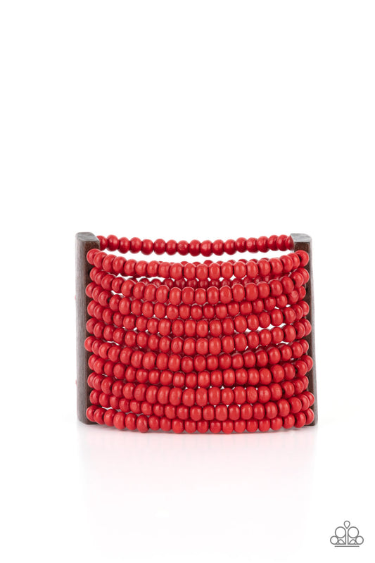 Paparazzi Accessories: Waikiki Wonderland - Red Wood Bracelet