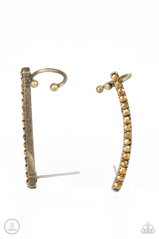 Paparazzi Accessories: Give Me The SWOOP - Brass Post Earring Crawler