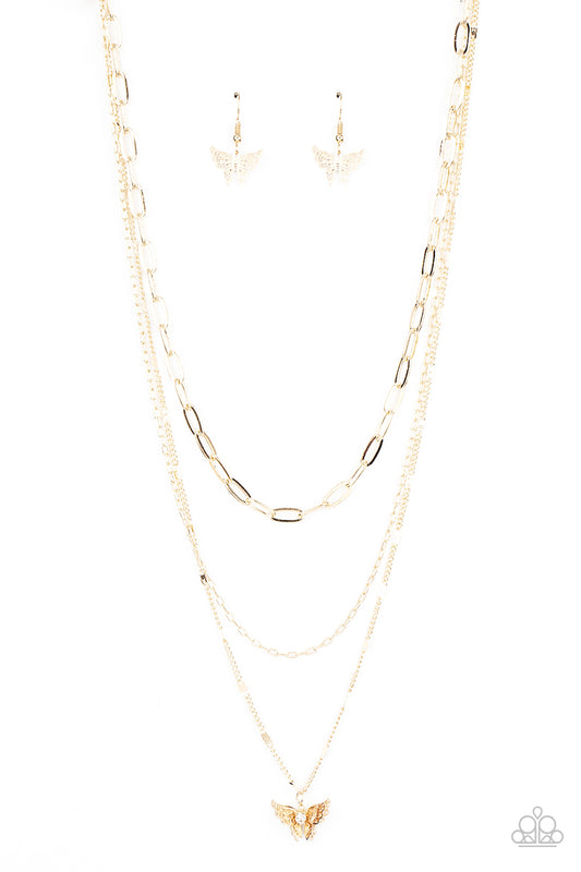 Paparazzi Accessories: Bountiful Butterflies - Gold Necklace