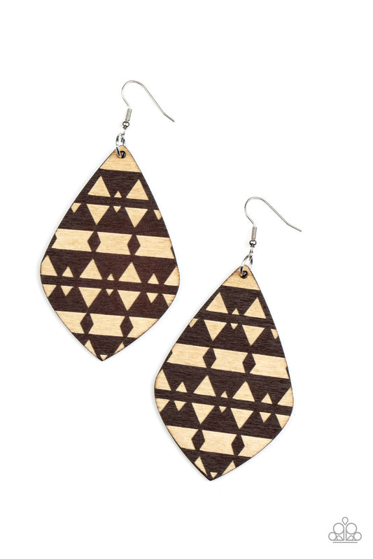 Paparazzi Accessories: Zimbabwe Zoo - Brown Wood Earring