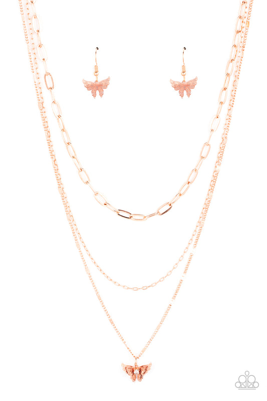 Paparazzi Accessories: Bountiful Butterflies - Copper Necklace