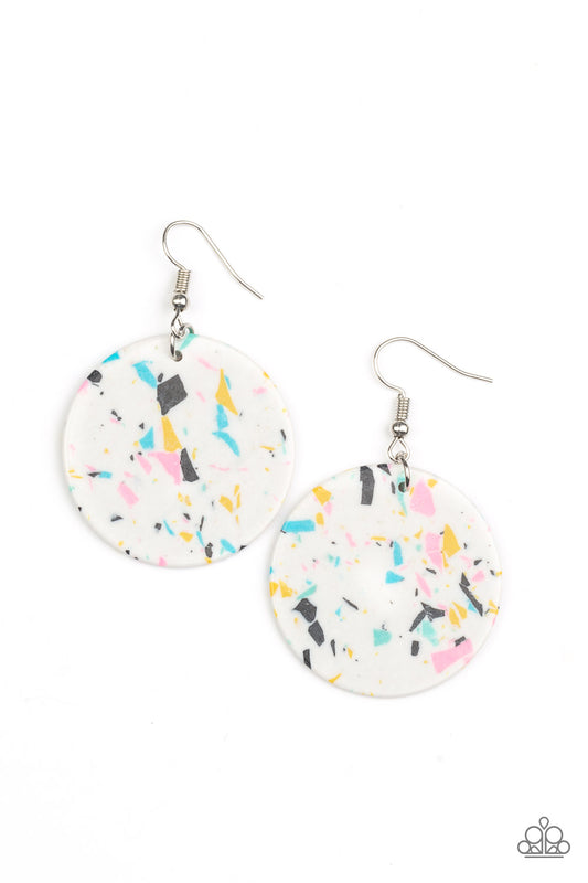 Paparazzi Accessories:Tenaciously Terrazzo - White Earring