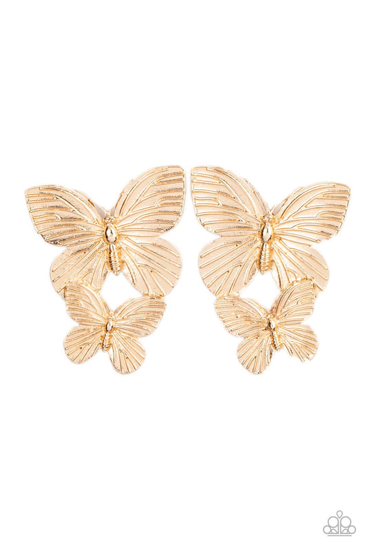 Paparazzi Accessories: Blushing Butterflies - Gold Earring