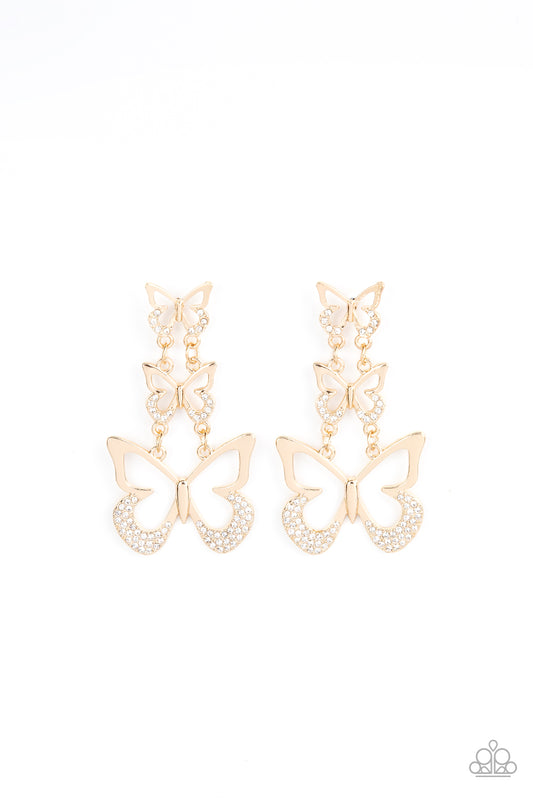 Paparazzi Accessories: Flamboyant Flutter - Gold Earring