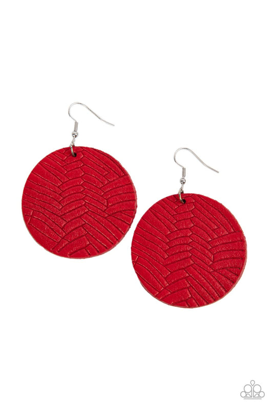 Paparazzi Accessories: Leathery Loungewear - Red Earring