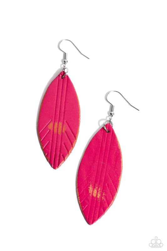 Paparazzi Accessories: Leather Lounge - Pink Earring