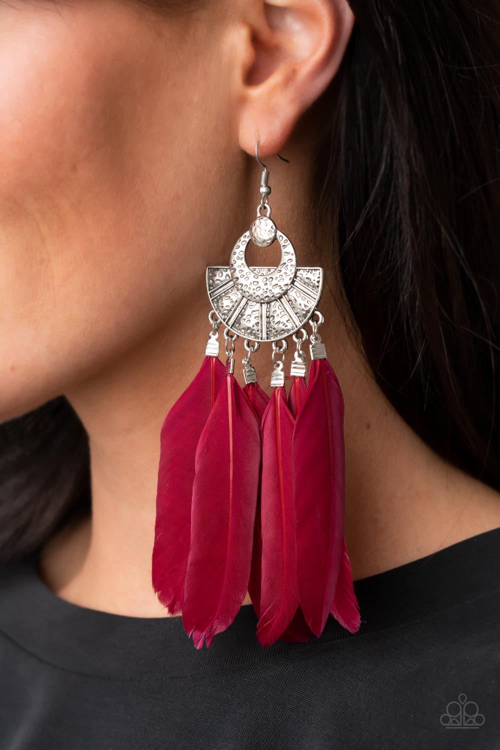 Paparazzi Accessories: Plume Paradise - Red Earring