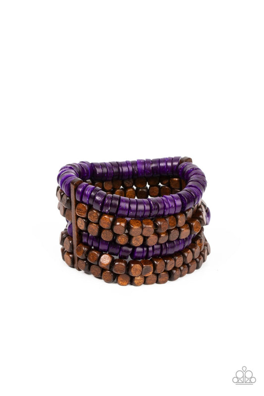 Paparazzi Accessories: Fiji Fiesta - Purple Wood Bracelet