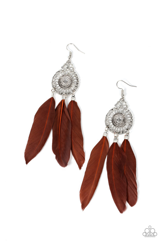 Paparazzi Accessories: Pretty in PLUMES - Brown Earring
