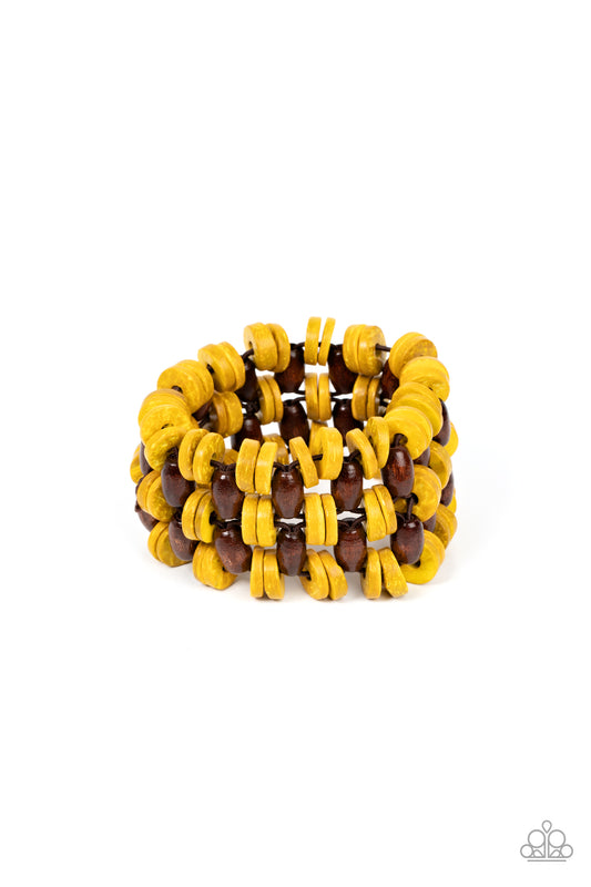 Paparazzi Accessories: Galapagos Go-Getter - Yellow Wood Bracelet