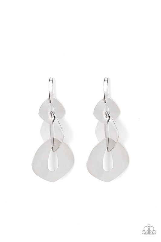 Paparazzi Accessories: Enveloped in Edge - Silver Earring