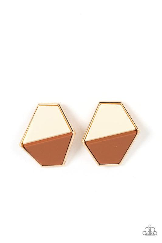 Paparazzi Accessories: Generically Geometric - Brown Earring