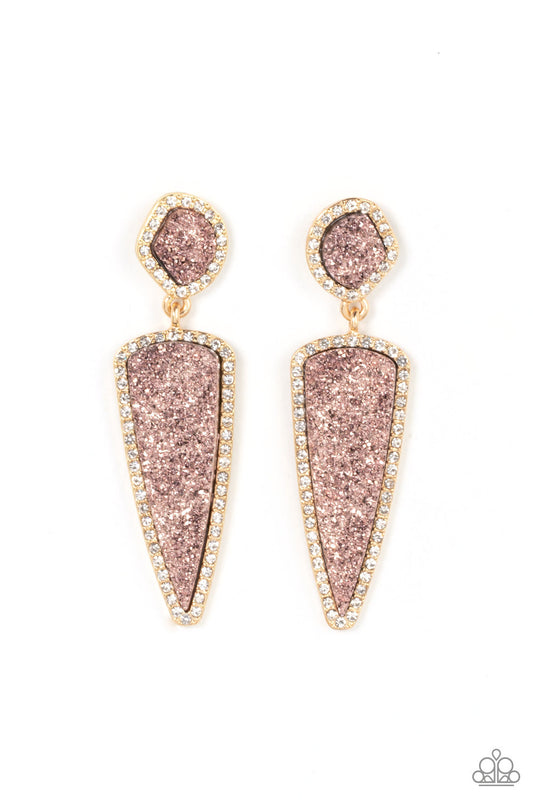 Paparazzi Accessories: Druzy Desire - Gold Earrings
