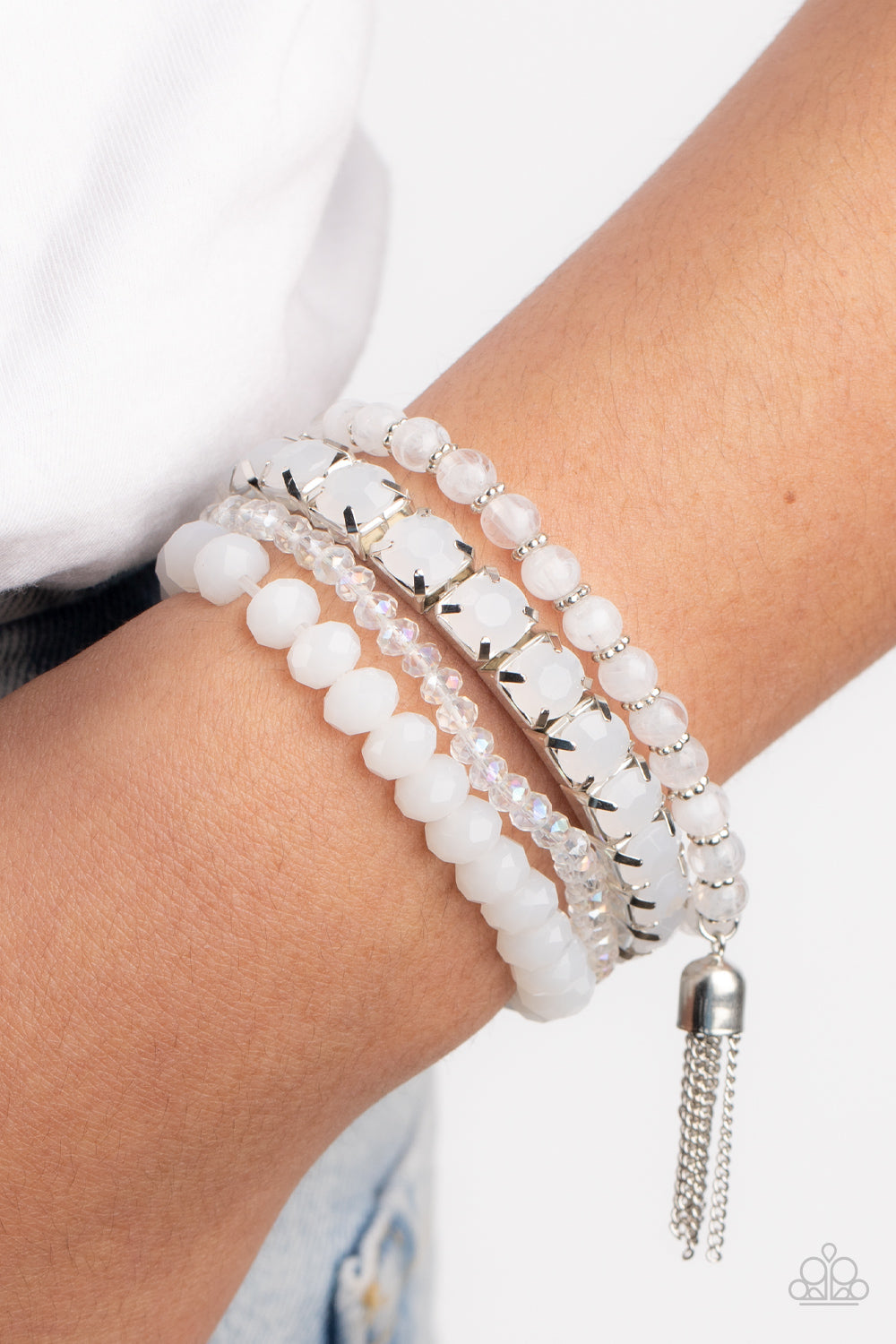 Paparazzi Accessories: Day Trip Trinket - White Bracelet