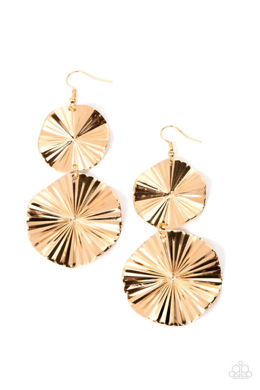 Paparazzi Accessories: In Your Wildest FAN-tasy - Gold Earring