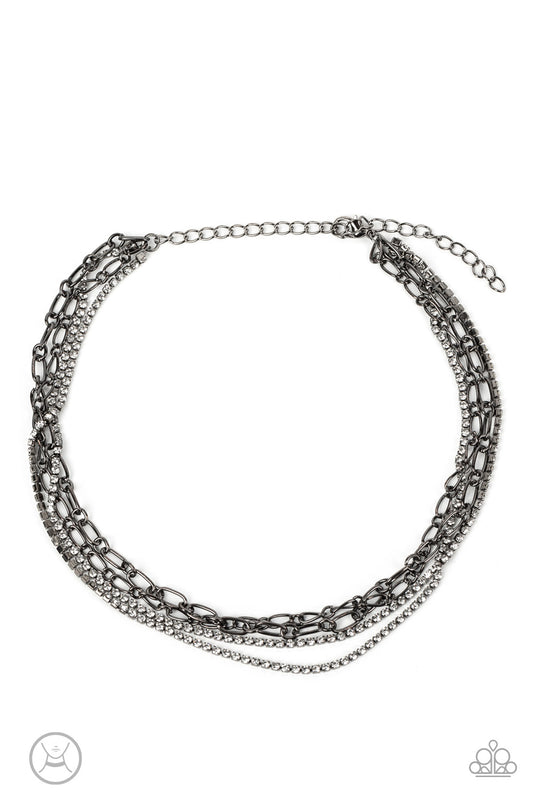 Paparazzi Accessoriesl Glitter and Gossip - Black Choker Necklace