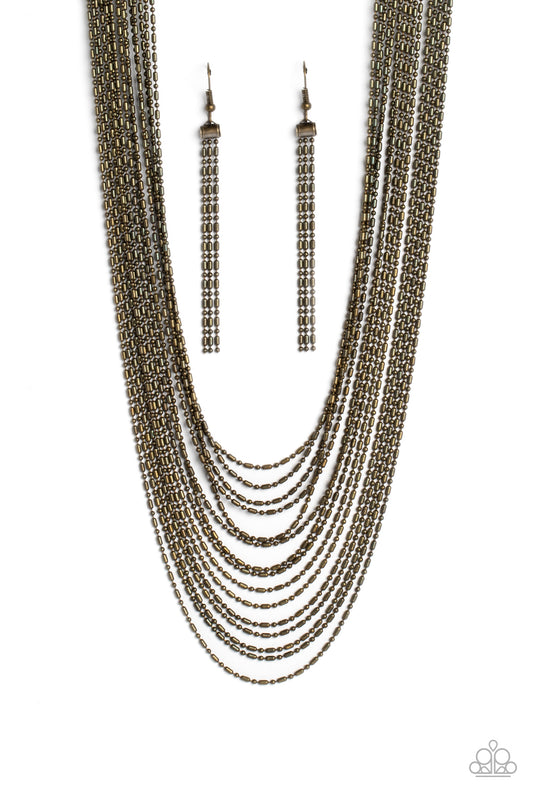Paparazzi Accessories: Cascading Chains - Brass Necklace