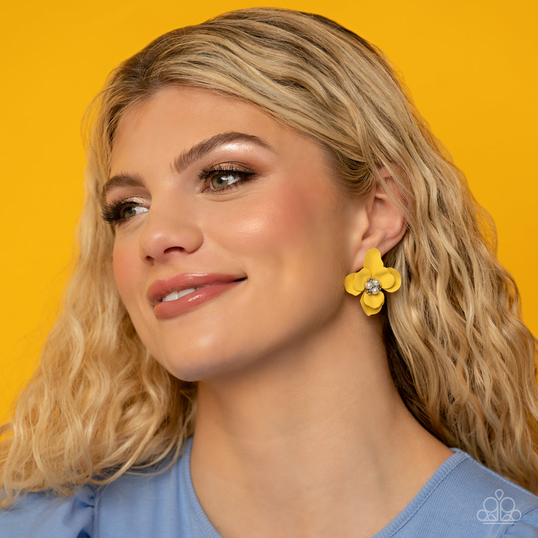 Paparazzi Accessories: Jovial Jasmine - Yellow Earring