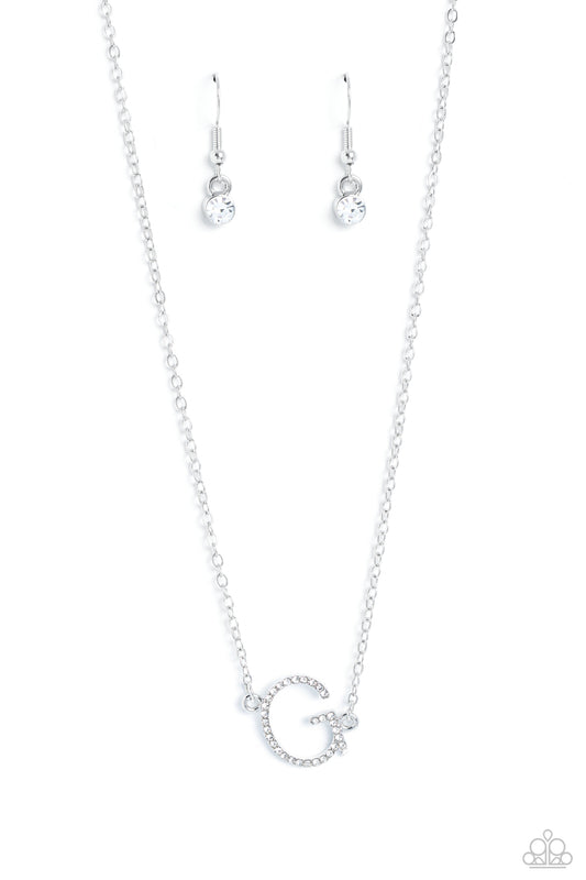 Paparazzi Accessories: INITIALLY Yours - G - White Necklace