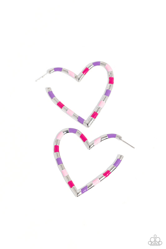 Paparazzi Accessories: Striped Sweethearts - Pink Earring