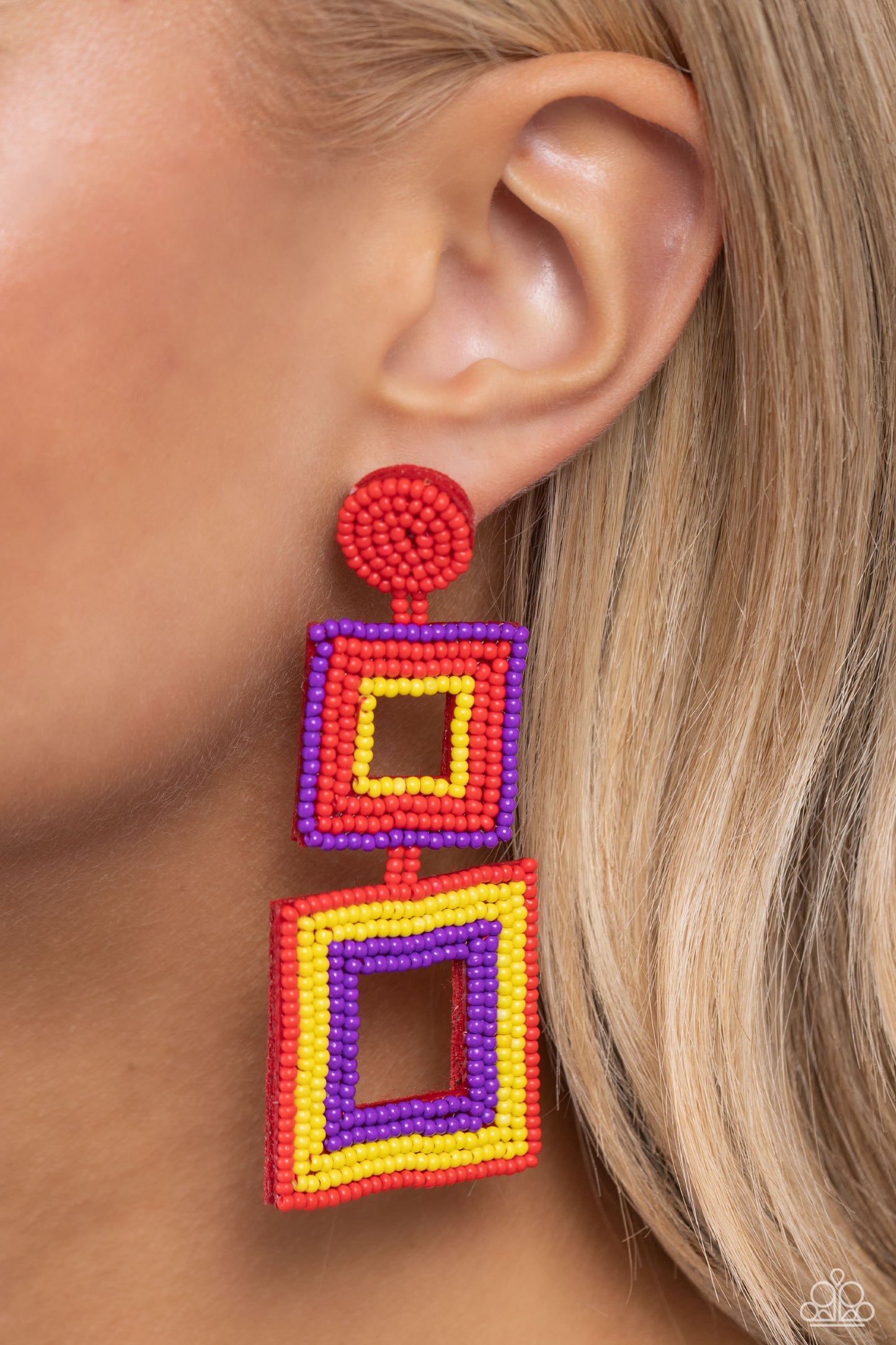 Paparazzi Accessories: Seize the Squares - Red Earring