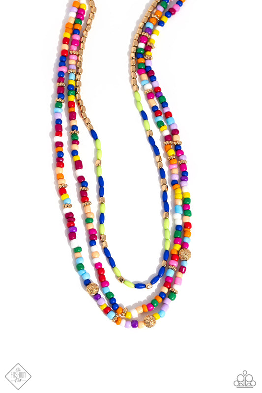 Paparazzi Accessories: Multicolored Mashup - Gold Necklace