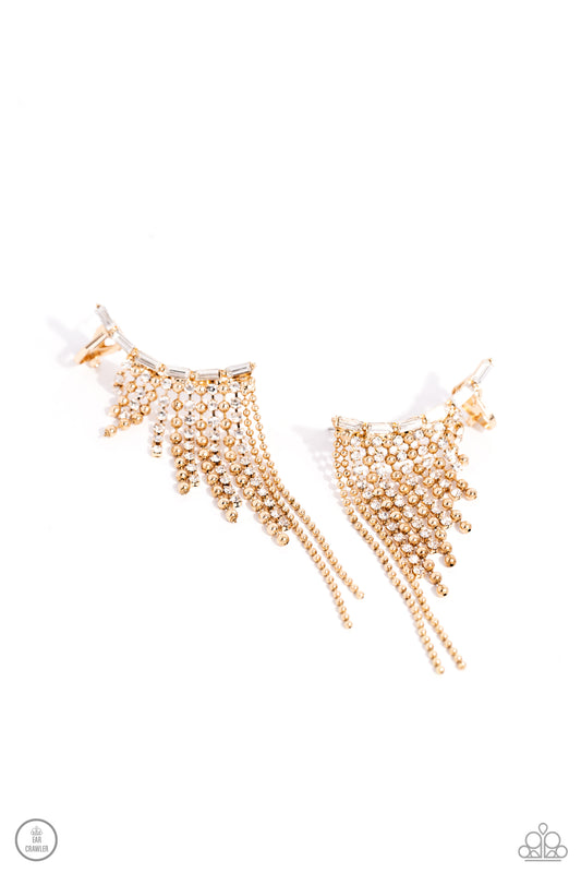 Paparazzi Accessories: Tapered Tease - Gold Ear Crawler Earrings